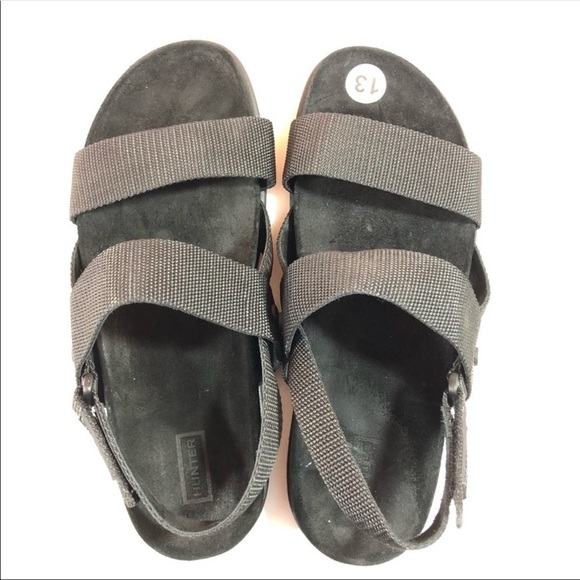 New Hunter Men Black Double Strap Sandals 13 - Picture 7 of 8